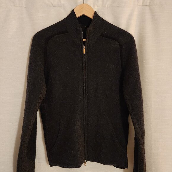 Smartwool 100% Merino Wool Full Zip Jacket Size Medium Charcoal Gray Ski Snow - Picture 1 of 8